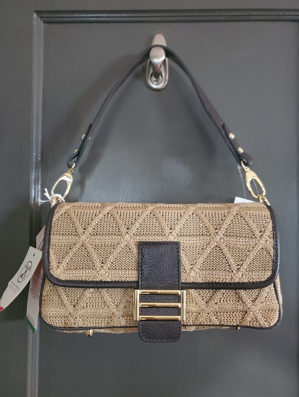 Portofino Coastal Italian Leather Woven Luxe Shoulder Bag - Picture 5 of 13